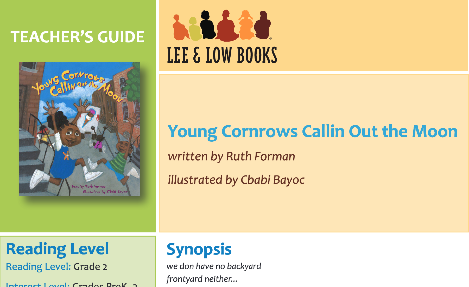 Young Cornrows Callin Out the Moon - Teacher Guide