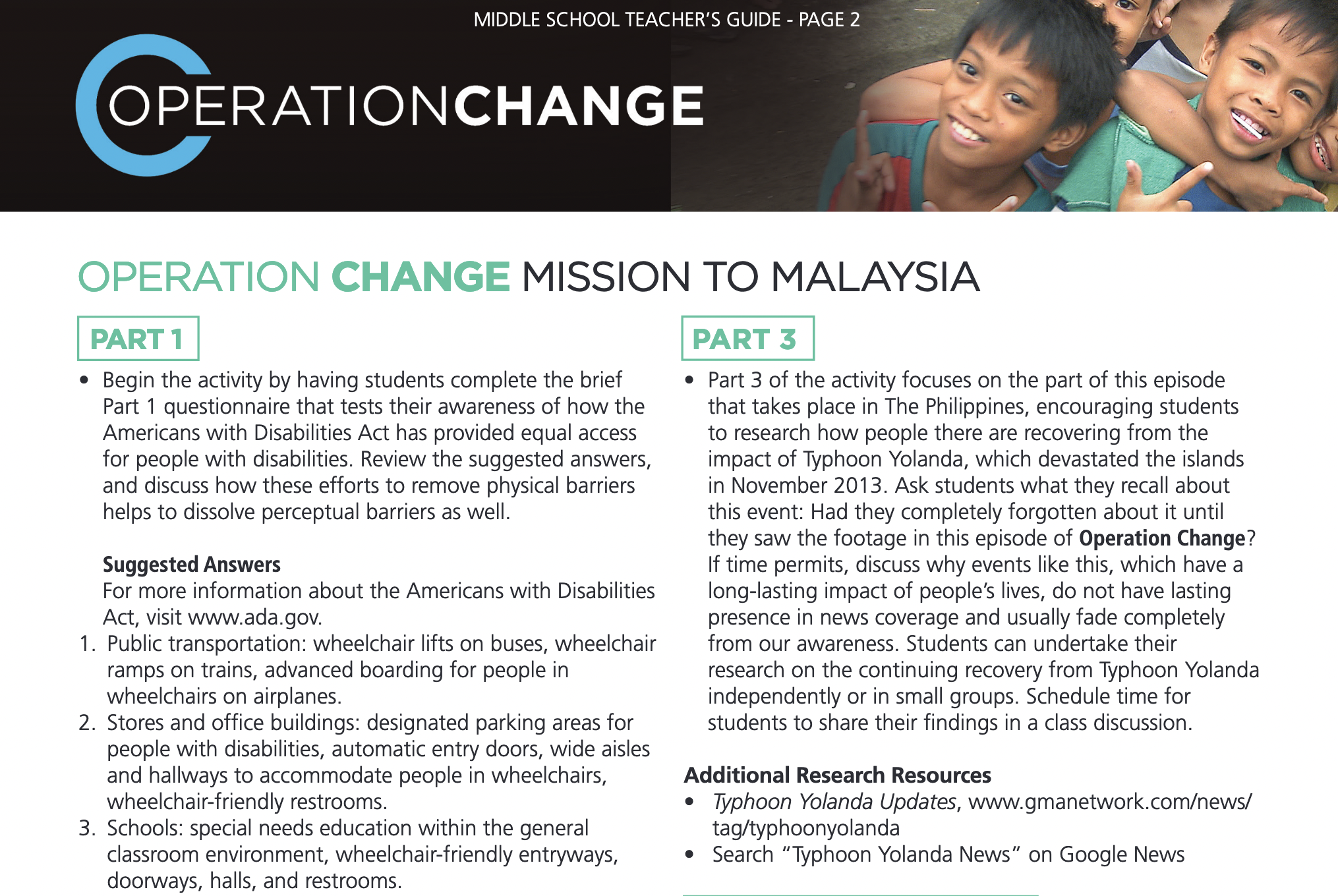 Operation Change - Mission to S.Africa  Malaysia