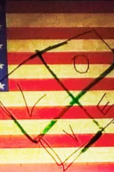 A United States flag with a swastika turned into a message of love.