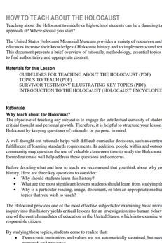 How To Teach About The Holocaust
