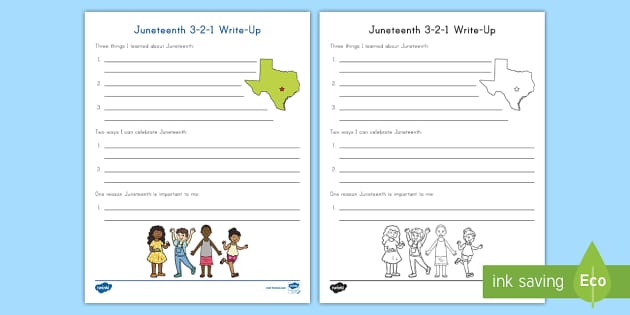 Juneteenth 3-2-1 Writing Activity