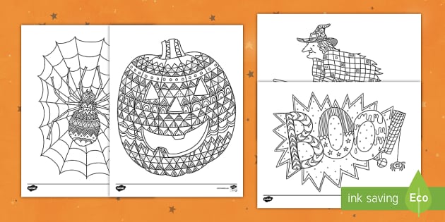 Halloween Mindfulness Coloring Sheets