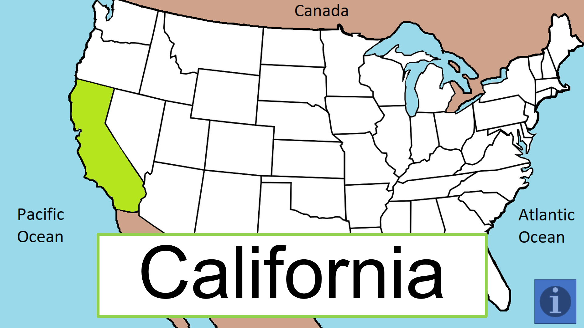 Interactive MS PowerPoint of US States, US geography