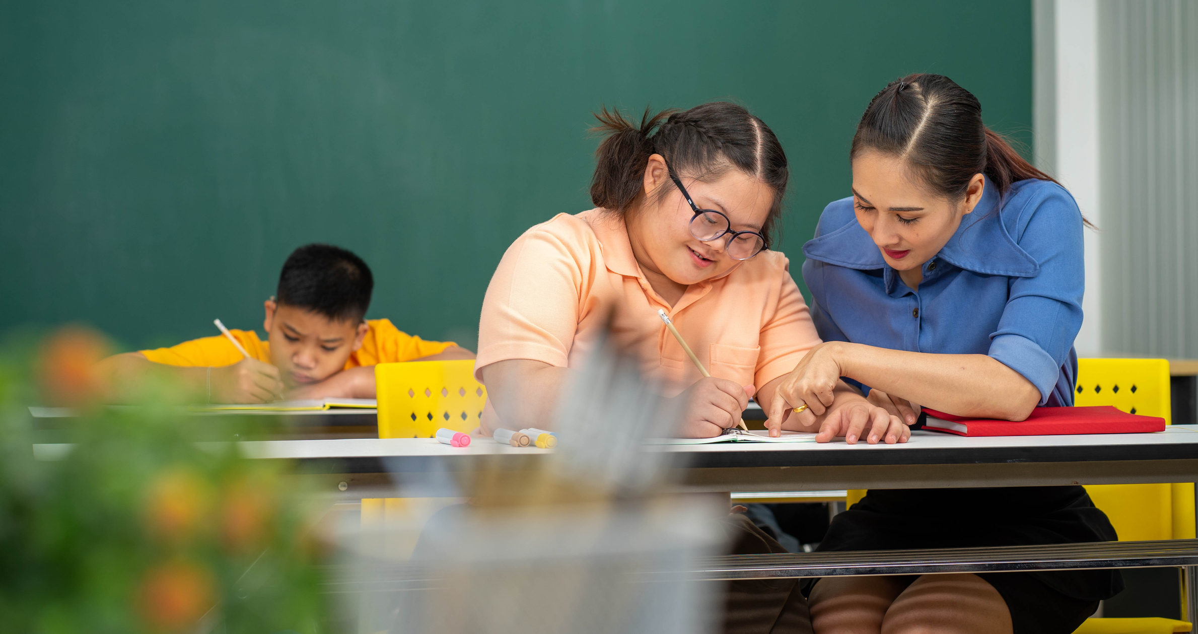 teacher with student