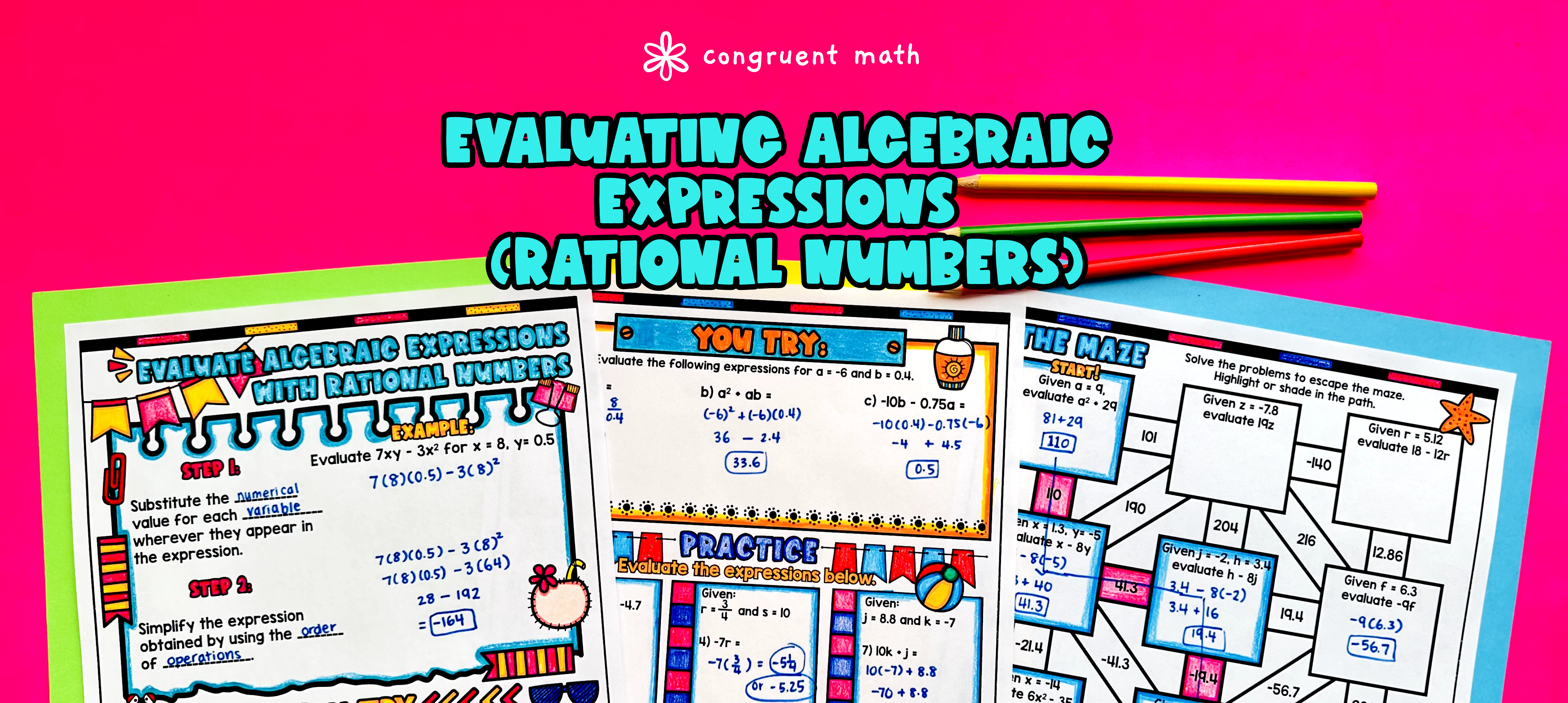 Evaluating Algebraic Expressions (Rational Numbers) Lesson Plan 
