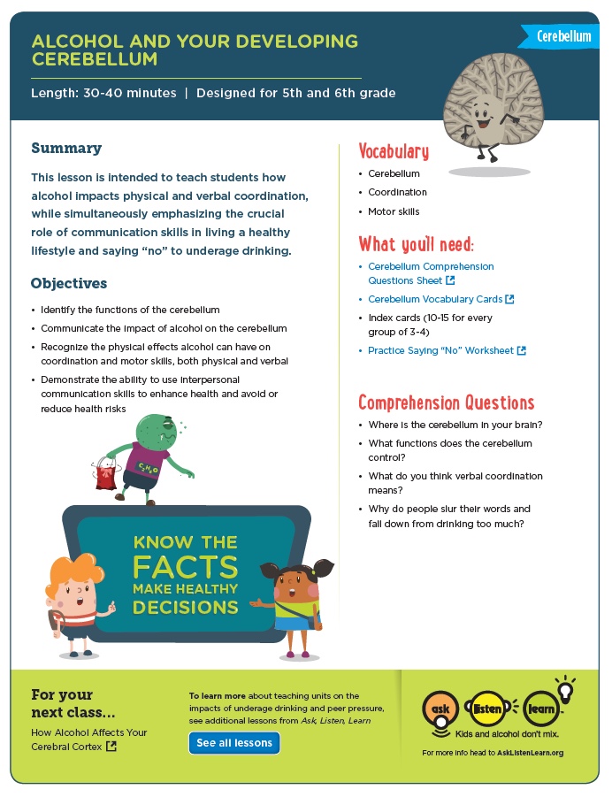 Lesson Plan: Alcohol and Your Developing Cerebellum