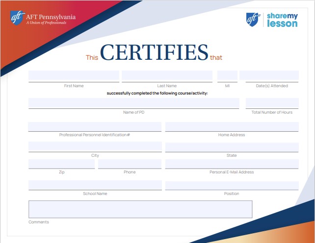 AFTPA PD Certificate
