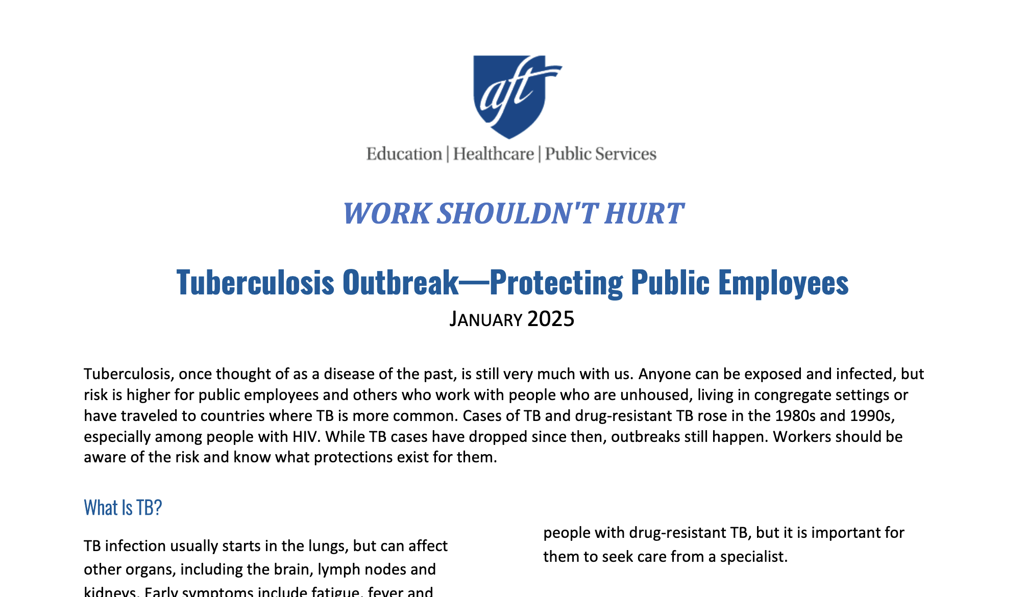 Tuberculosis Outbreak—Protecting Public Employees