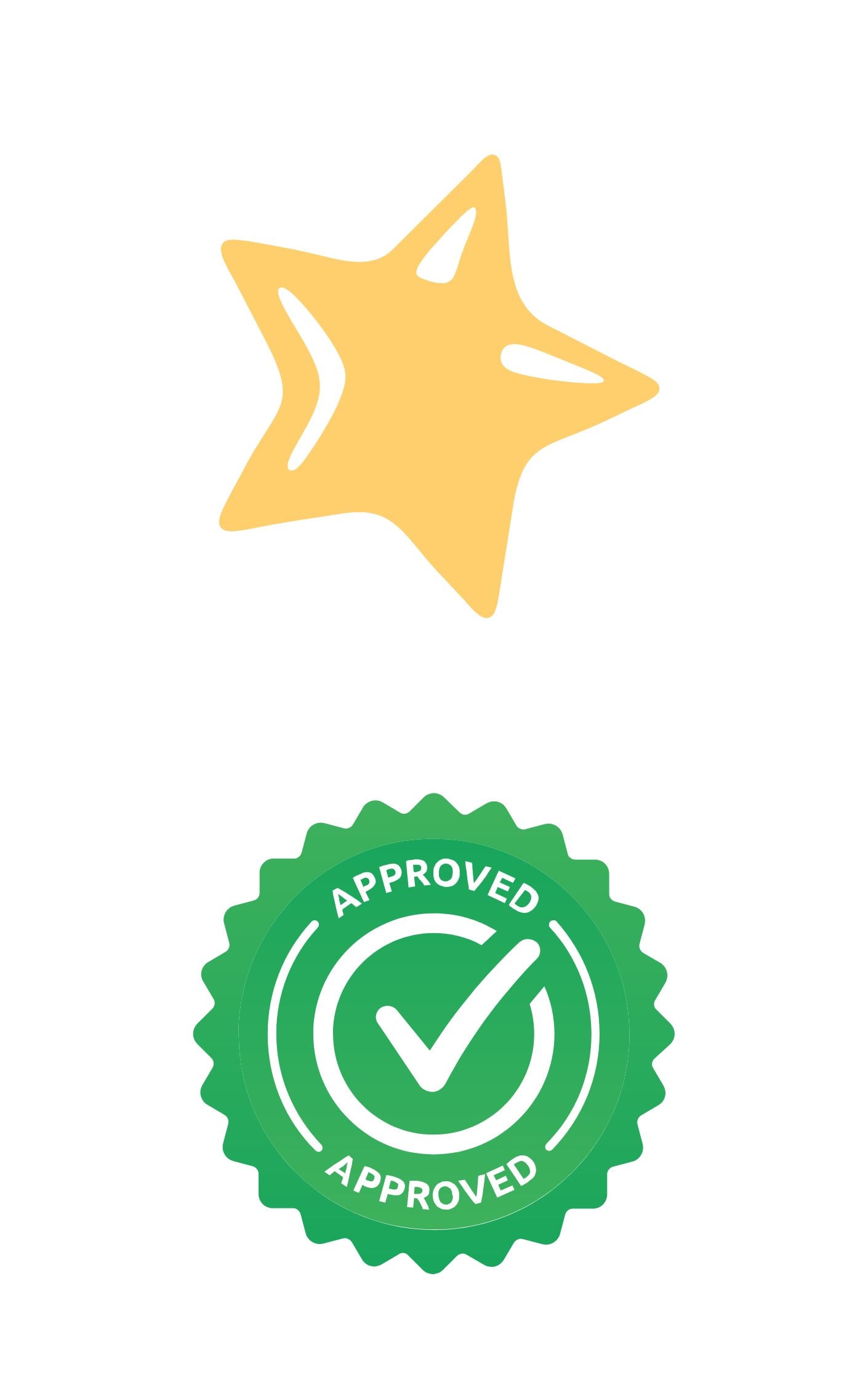 Yellow star icon above a green badge with a checkmark and the word “Approved,” representing trusted, kid-safe websites and apps for online safety.