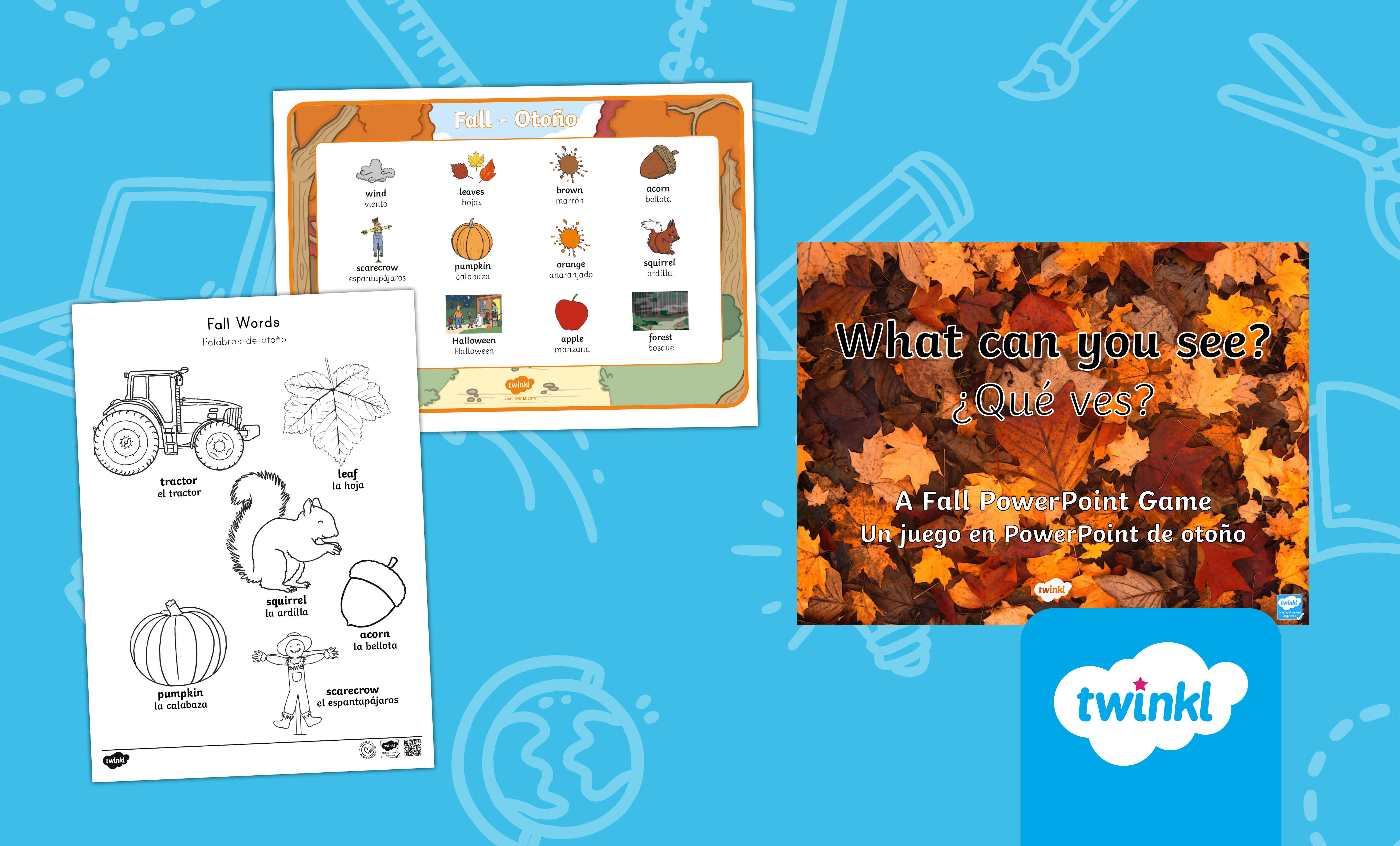 Fall Vocabulary Activities / Actividades de vocabulario de otoño- Dual Language English/Spanish