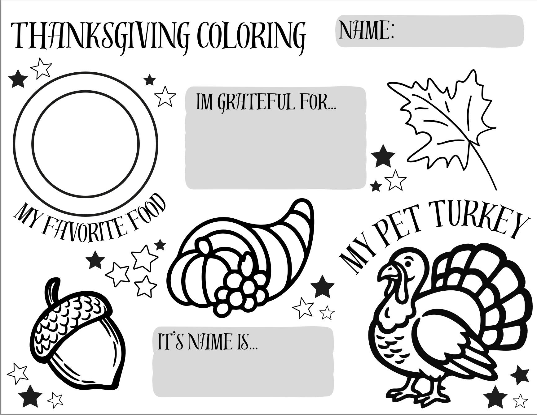 Thanksgivng Coloring Activity