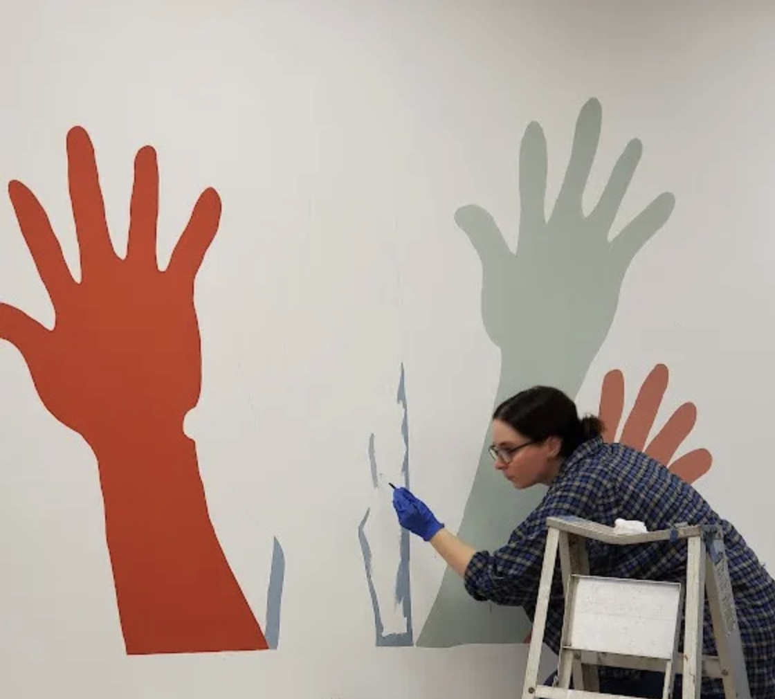 Interior design student Emily Cordaro gets some hands-on experience.