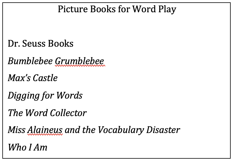 Picture books for word play