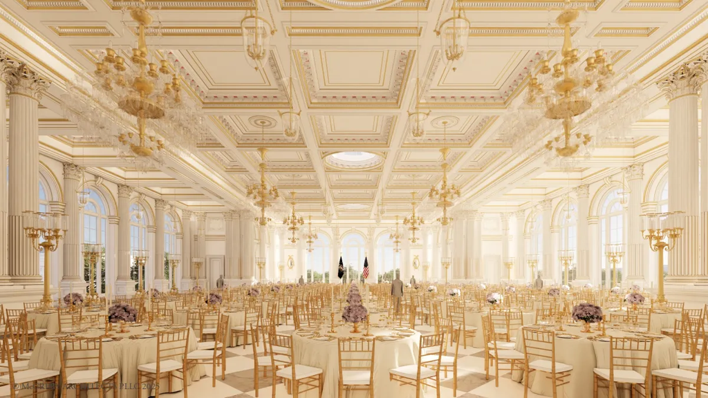 Rendering of the proposed White House ballroom. Image courtesy of the White House