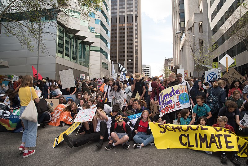 Students protesting for environmental justice in Perth, Australia