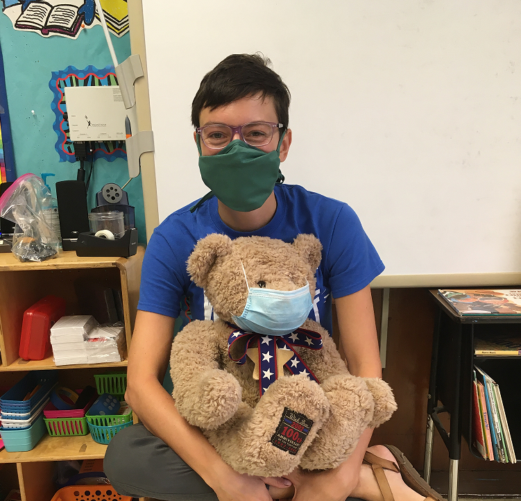 rosamund looney in her classroom new normal with masks