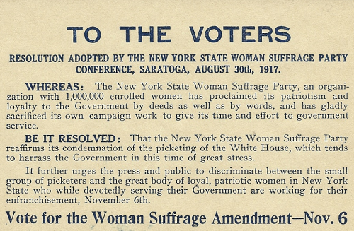 Flier Condemning Women's Suffrage Protestors