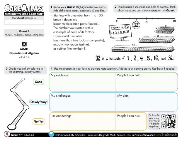 CoreAtlas Entry/Exit Ticket: Factors, multiples, prime, composite (4th grade)