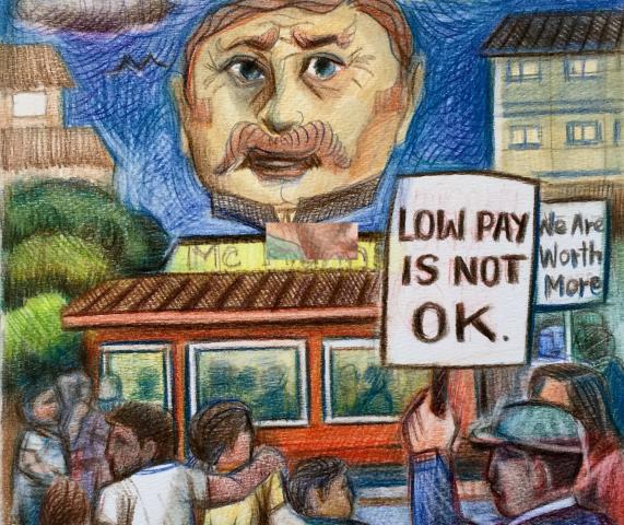Social justice:  picket lines and the struggle for a living wage, Grades 2-8