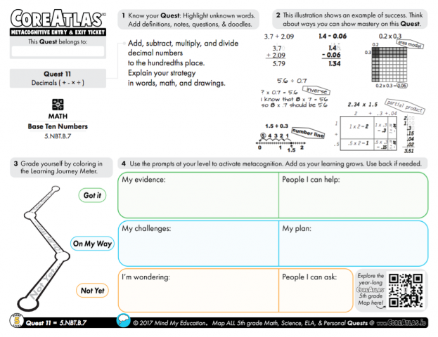 CoreAtlas Entry/Exit Ticket: Decimals (+ - x ÷) (5th grade)