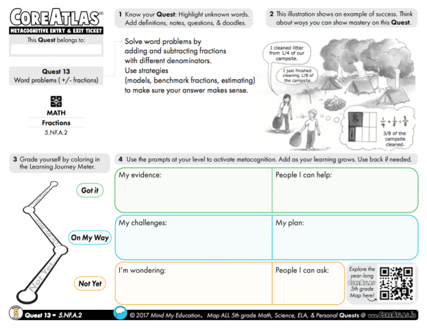 CoreAtlas Entry/Exit Ticket: Word problems +/- fractions (5th grade)