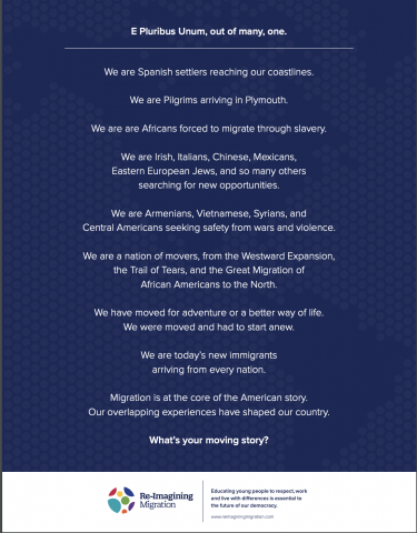 Re-Imagining Migration Classroom Poster