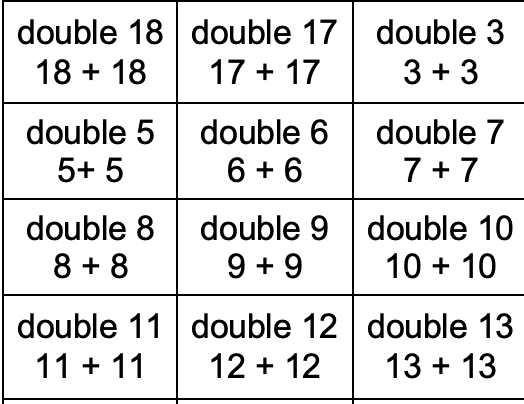 Doubles Worksheet