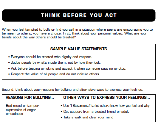 Think Before You Act - Middle School Lesson 8