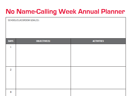 NNCW Planning and Bullying Resources